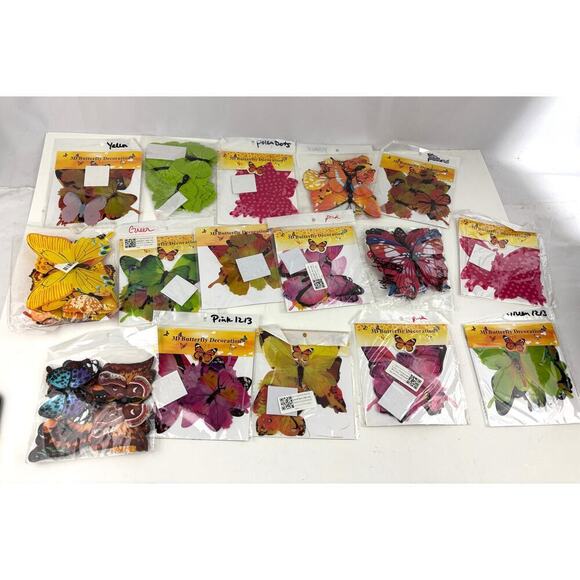 Unbranded Other - 17 Pack NEW 3D Butterflies Wall Stickers Lot Bulk Various Colors Bright